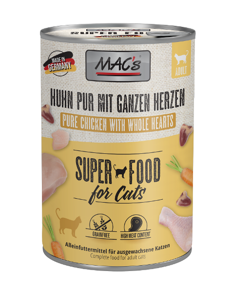 Mac's Katten Natvoer Blikjes 400g kip & hart Mac's Katten Natvoer Blikjes 400g kip & hart