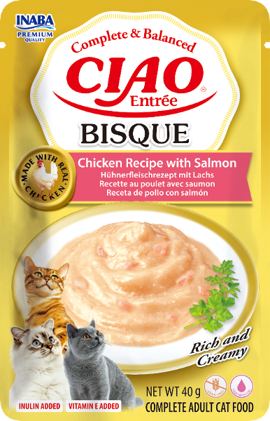 Inaba CIAO Entrée Bisque 40g kip & zalm Inaba CIAO Entrée Bisque 40g kip & zalm