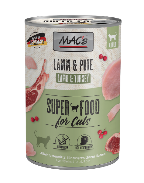 Mac's Katten Natvoer Blikjes 400g lam & kalkoen