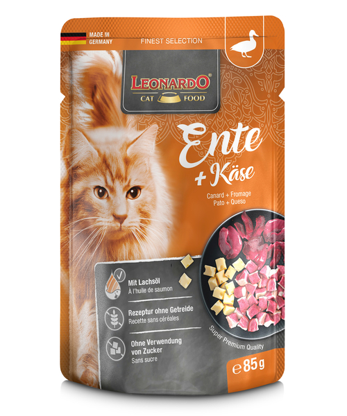 Leonardo Katten Natvoer Zakje 85g eend + kaas