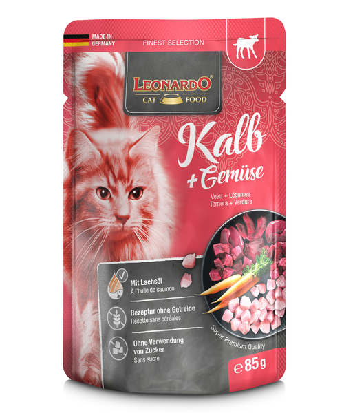 Leonardo Katten Natvoer Zakje 85g kalf + groente Leonardo Katten Natvoer Zakje 85g kalf + groente
