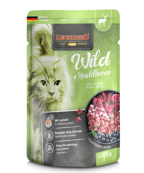 Leonardo Katten Natvoer Zakje 85g wild + blauwe bessen Leonardo Katten Natvoer Zakje 85g wild + blauwe bessen