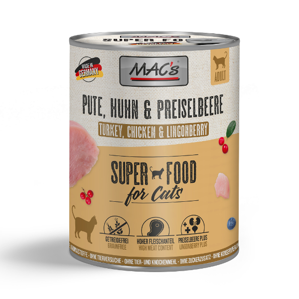 Mac's Katten Natvoer Blikjes 800g kalkoen, kip & cranberry Mac's Katten Natvoer Blikjes 800g kalkoen, kip & cranberry