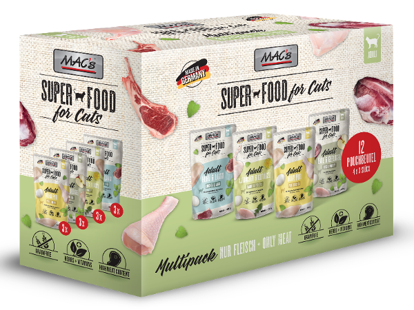 Mac's Katten Zakjes Multipack 12 x 100g vlees Mac's Katten Zakjes Multipack 12 x 100g vlees
