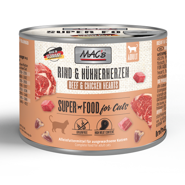Mac's Katten Natvoer Blikjes 200g rund & hart