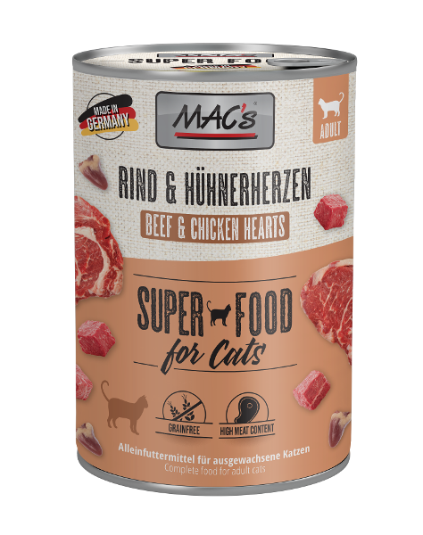 Mac's Katten Natvoer Blikjes 400g rund & hart Mac's Katten Natvoer Blikjes 400g rund & hart