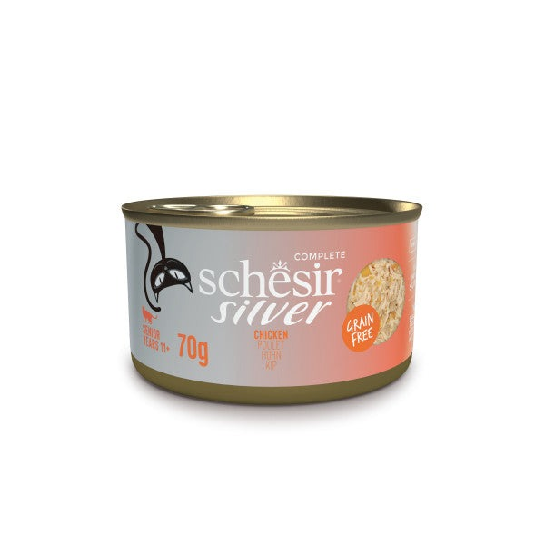 Schesir Silver natvoer senior kip 70g Schesir Silver natvoer senior kip 70g