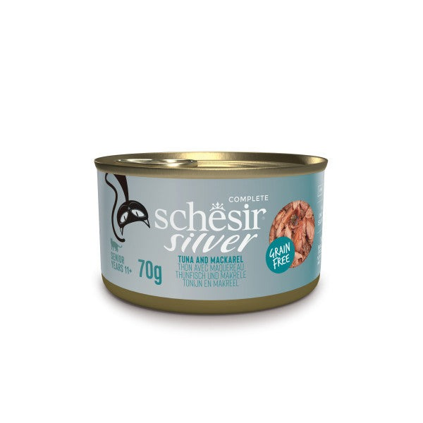 Schesir Silver natvoer senior tonijn & makreel 70g Schesir Silver natvoer senior tonijn & makreel 70g