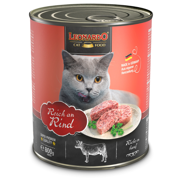 Leonardo Natvoer Kat Blikje 800g rundvlees Leonardo Natvoer Kat Blikje 800g rundvlees