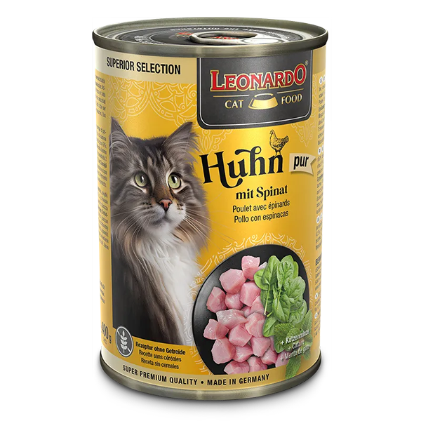 Leonardo Superior Selection natvoer 400g Kip met spinazie Leonardo Superior Selection natvoer 400g Kip met spinazie