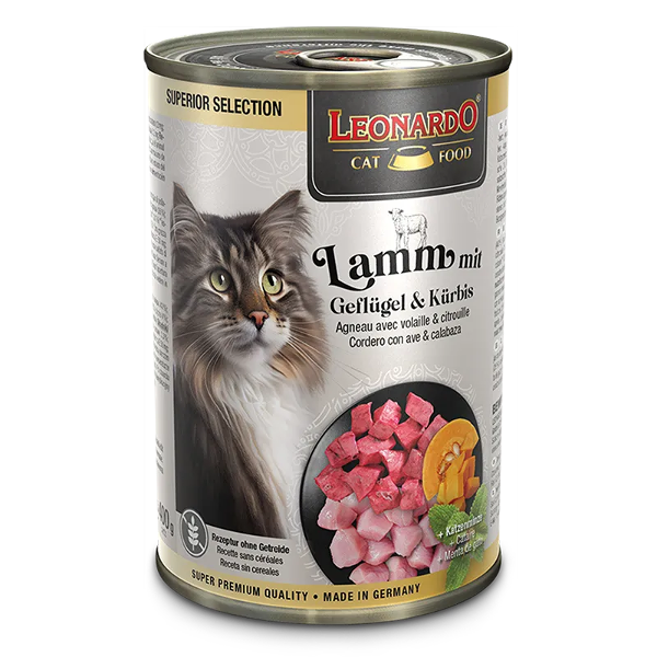 Leonardo Superior Selection natvoer 400g Lamsvlees met gevogelte en pompoen Leonardo Superior Selection natvoer 400g Lamsvlees met gevogelte en pompoen