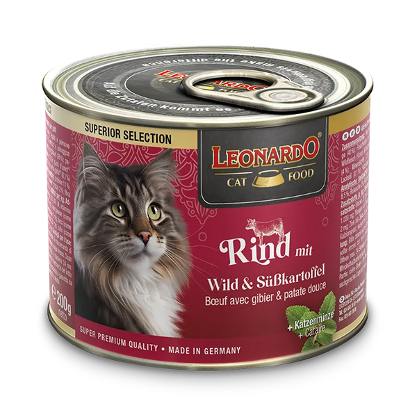 Leonardo Superior Selection blik 200g Rundvlees met wild en zoete aardappel