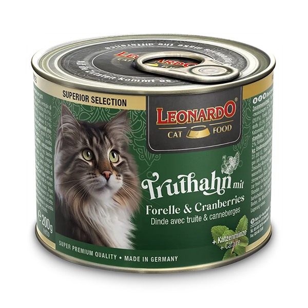Leonardo Superior Selection blik 200g Kalkoen met forel & veenbessen