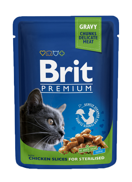Brit Premium Kattenvoer zakje 100g kip sterilised