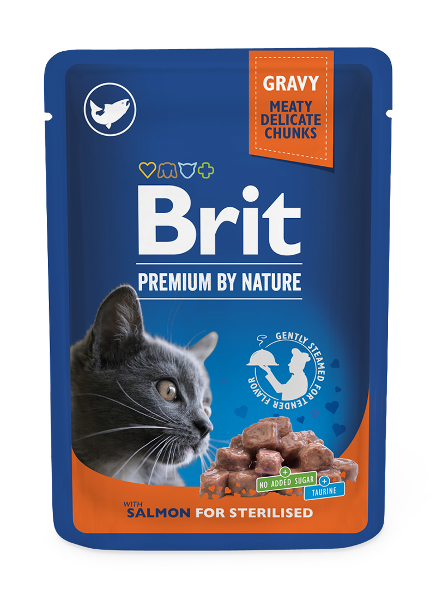 Brit Premium Kattenvoer zakje 100g zalm sterilised Brit Premium Kattenvoer zakje 100g zalm sterilised