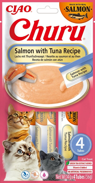 Inaba Churu Purée Cat 4 x 14g zalm met tonijn
