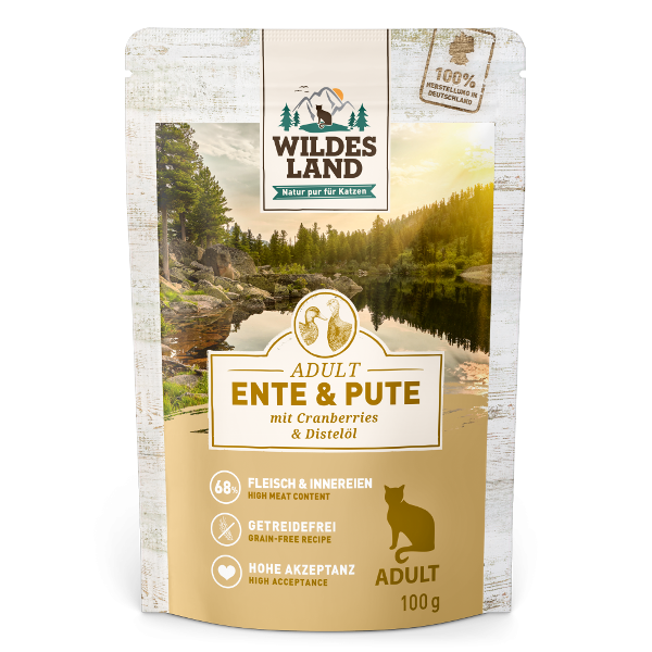 Wildes Land Classic Kattenzakjes 100g eend en kalkoen