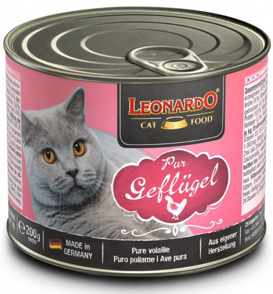 Leonardo Katten Natvoer Blikje 200g gevogelte Leonardo Katten Natvoer Blikje 200g gevogelte