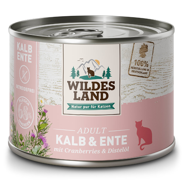 Wildes Land Classic Katten Blikjes 200g kalf en eend