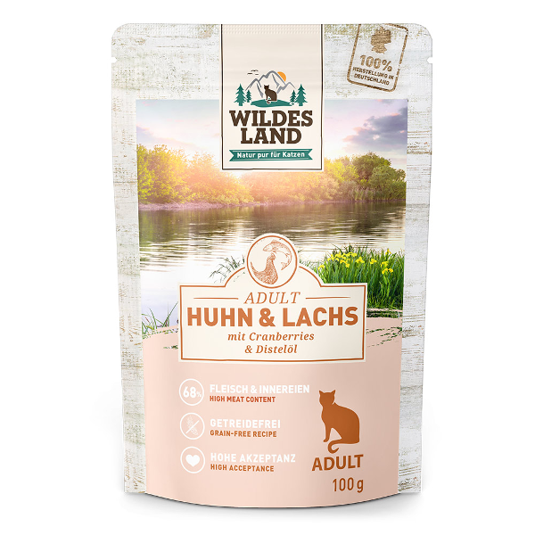 Wildes Land Classic Kattenzakjes 100g kip en zalm Wildes Land Classic Kattenzakjes 100g kip en zalm