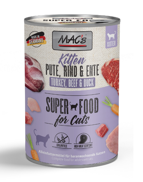 Mac's Kittenvoer Blikjes 400g kalkoen, rund & eend Mac's Kittenvoer Blikjes 400g kalkoen, rund & eend