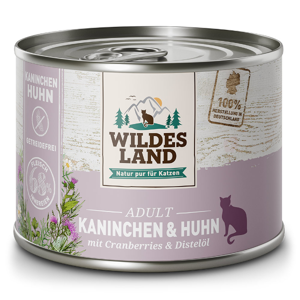 Wildes Land Classic Katten Blikjes 200g konijn en kip Wildes Land Classic Katten Blikjes 200g konijn en kip