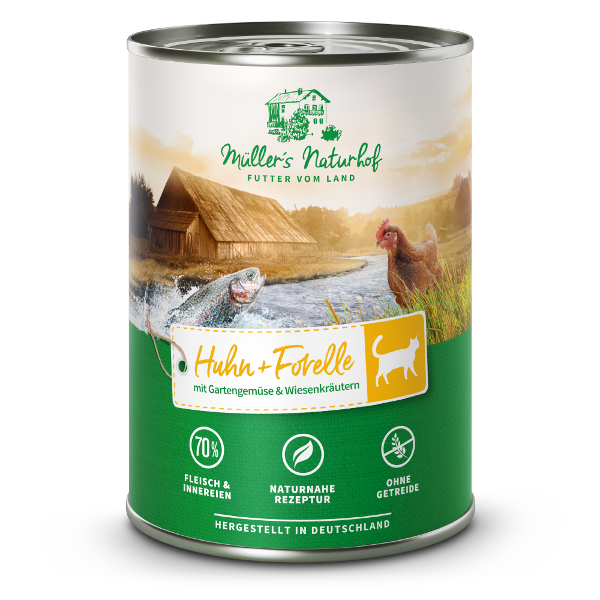 Müller’s Naturhof Katten Natvoer 400g Kip & Forel Müller’s Naturhof Katten Natvoer 400g Kip & Forel