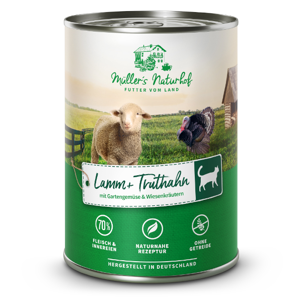 Müller’s Naturhof Katten Natvoer 400g Lam & Kalkoen Müller’s Naturhof Katten Natvoer 400g Lam & Kalkoen