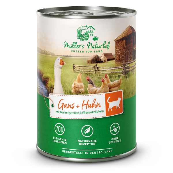 Müller’s Naturhof Katten Natvoer 400g gans en kip Müller’s Naturhof Katten Natvoer 400g gans en kip