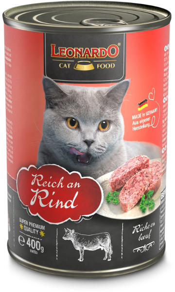 Leonardo Natvoer Kat Blikje 400g rund