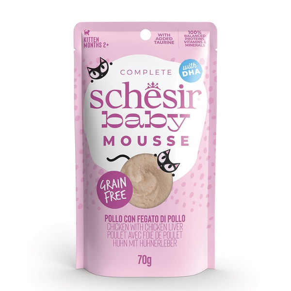 Schesir Baby natvoer kitten mousse kip met kippenlever 70g zakje