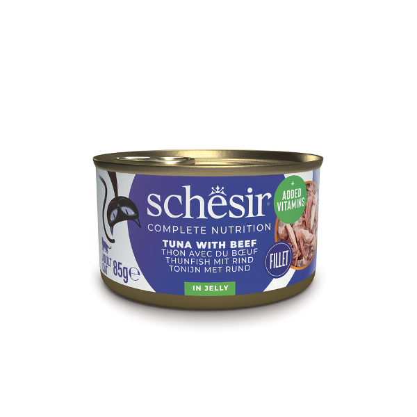 Schesir Complete Nutrition blikvoer kat 85g tonijn & rund in jelly