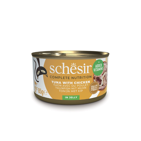 Schesir Complete Nutrition blikvoer kat 85g tonijn & kip in jelly