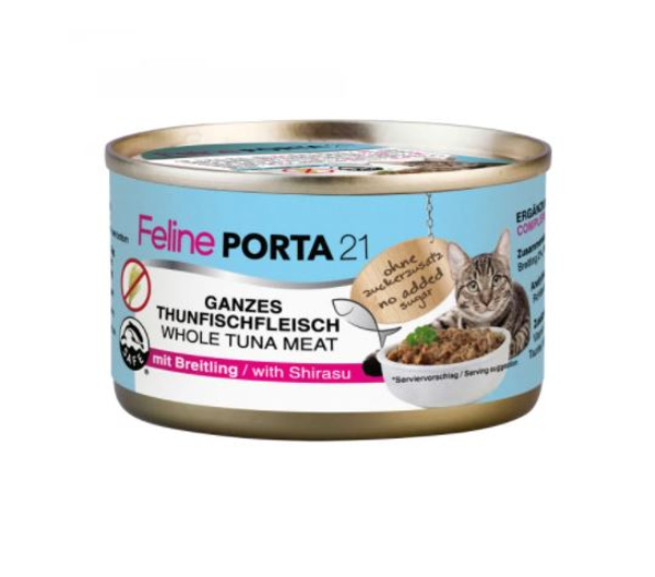 Feline Porta21 Natvoer - Blikje 90g met tonijn en shirasu Feline Porta21 Natvoer - Blikje 90g met tonijn en shirasu