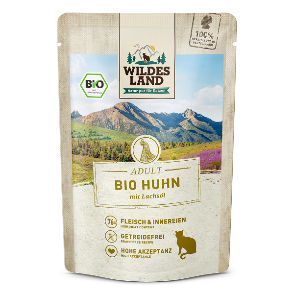 Wildes Land Bio Kattenzakjes 85g Kip